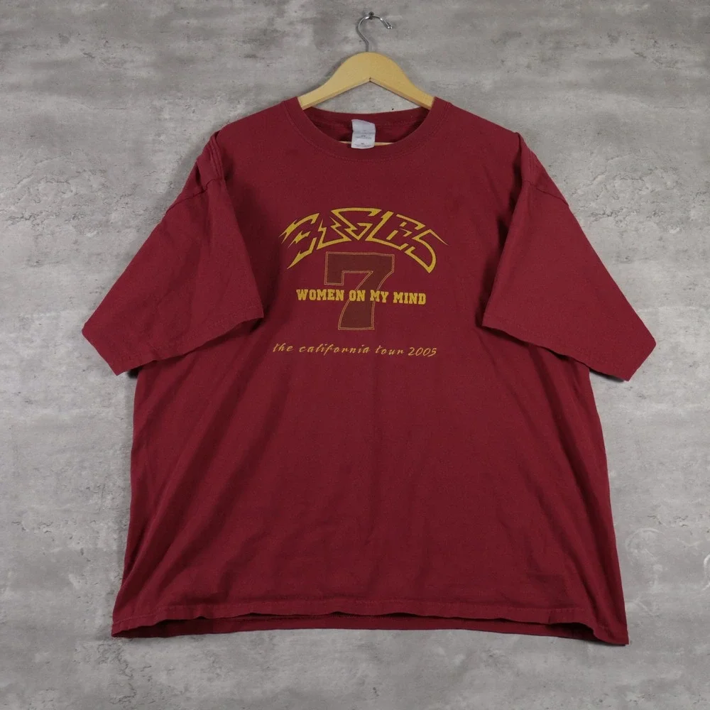 y2k Gildan The Eagles California Tour 2005 Oversized Maroon Concert Tee Mens 2XL